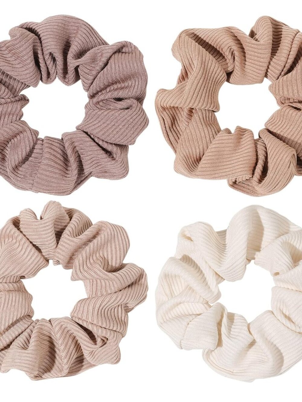 Scrunchie, Big Cotton Scrunchies for Women's and Girls, Brown Service, 4 Count,